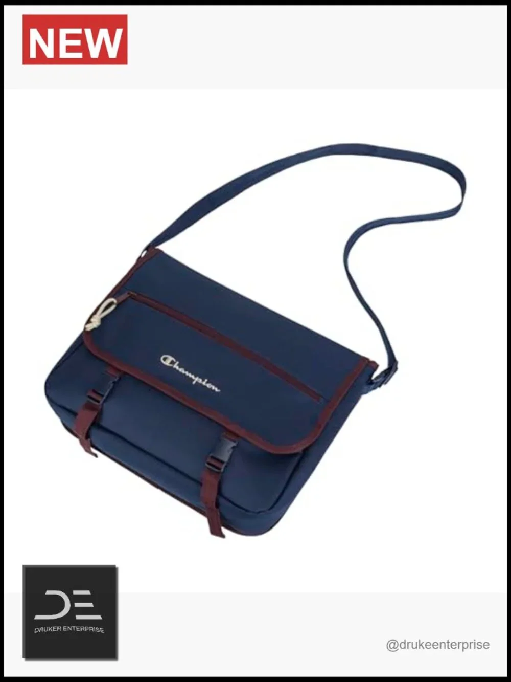 Messenger Bag With Padded Laptop Sleeve, Adjustable Strap, Polyester